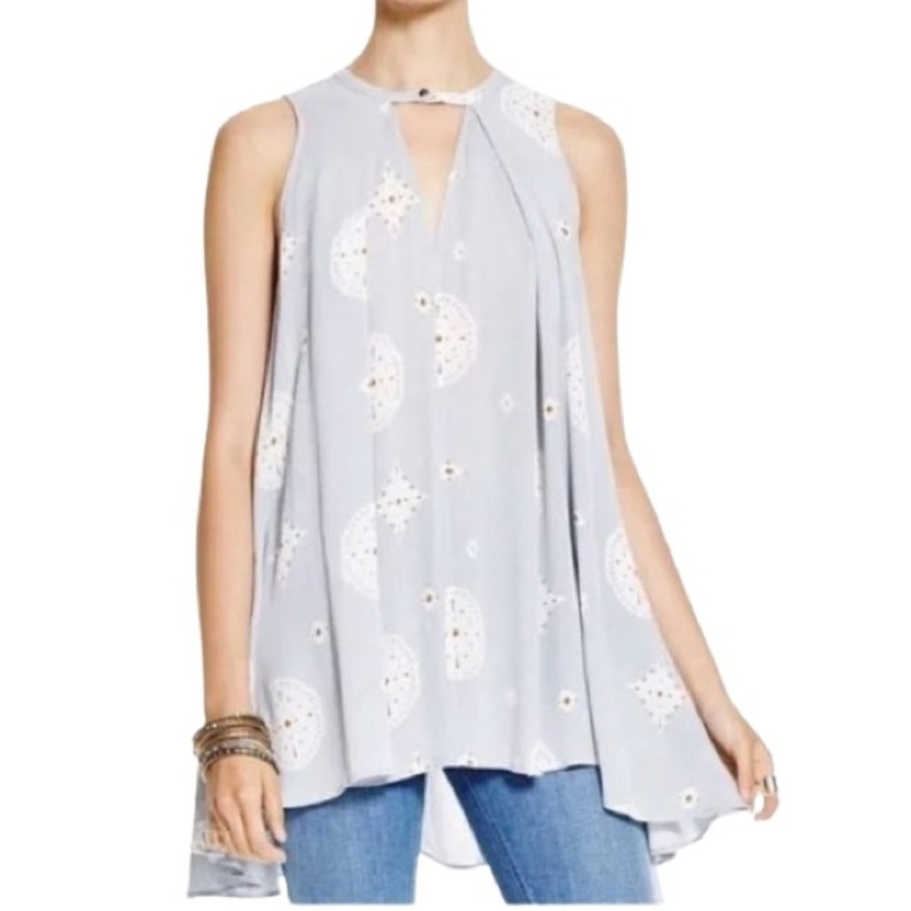 Women's S Free People Tree Swing Tunic Top Mini Swing Dress Medallion Print